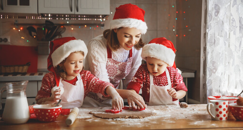 family during holidays practicing kitchen safety